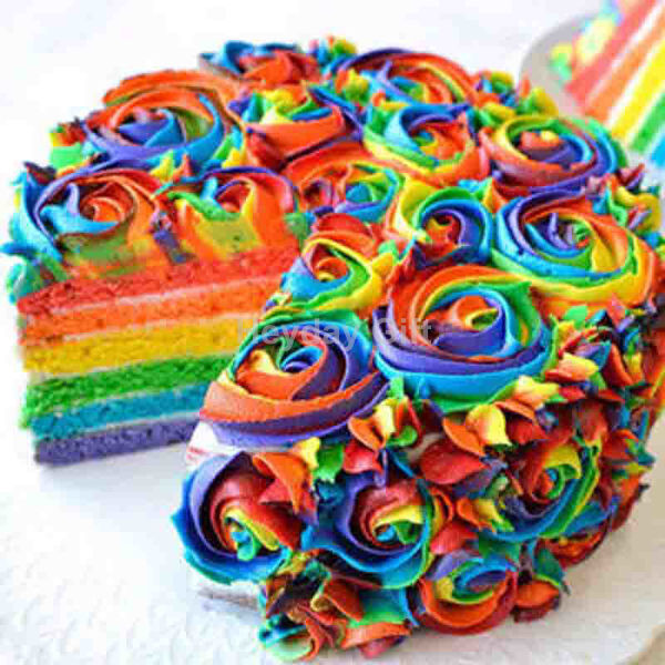 Rainbow Theme Cake | bakehoney.com
